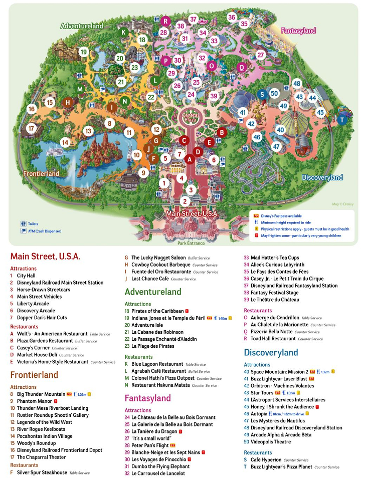 Plan des parcs Disneyland Paris